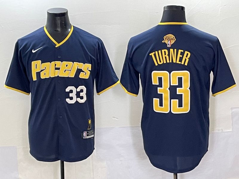 Men 2025 Indiana Pacers #33 Turner Blue Joint Name NBA Jersey style 23
